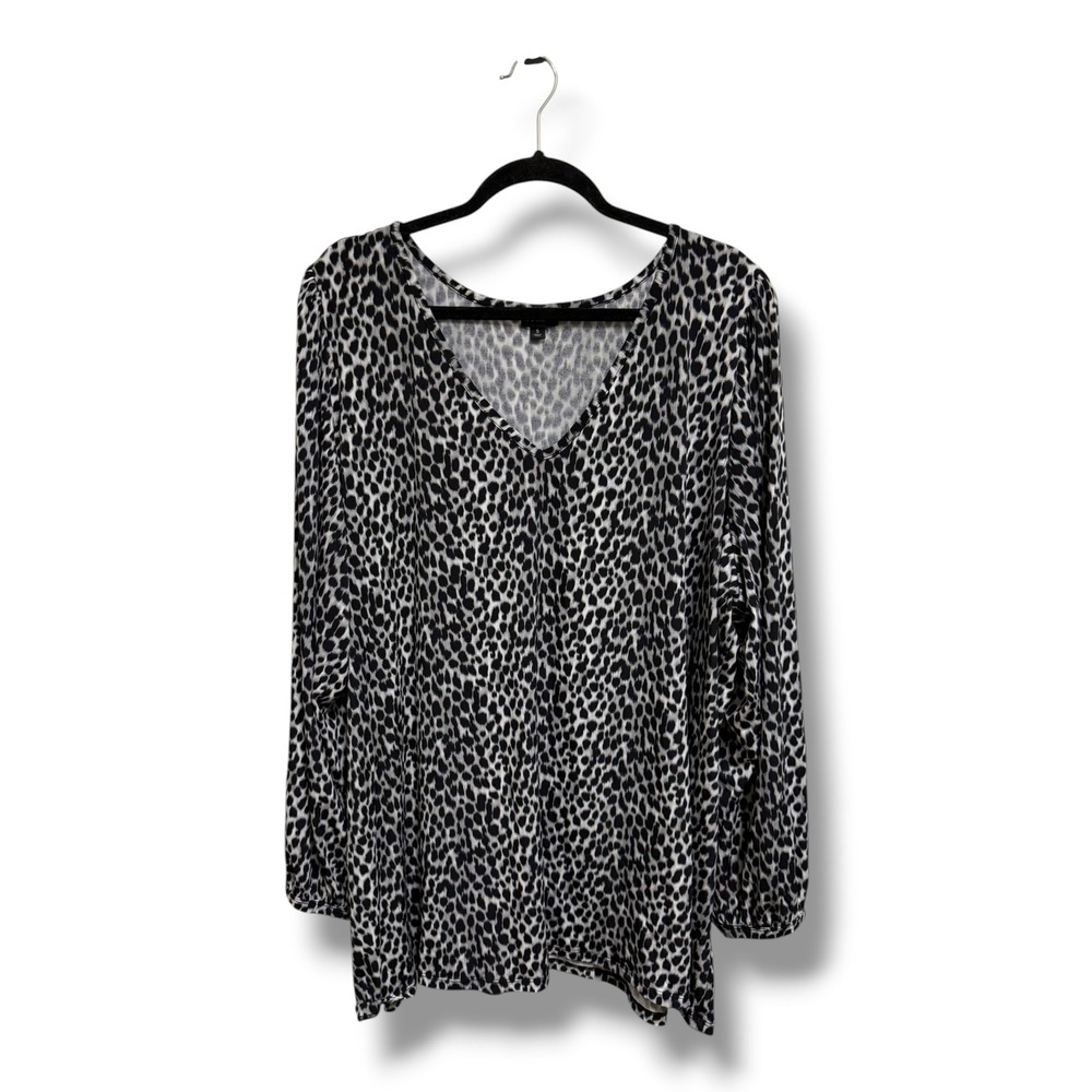 Torrid Studio Knit Leopard Print V-Neck Puff Sleeve Top Womens Size 5 5X 28 - Picture 5 of 12